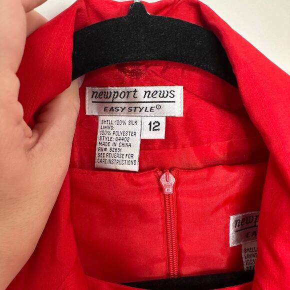 2 Piece Newport News Easy‎ Style Women’s Red 100% silk dress and jacket set - Picture 3 of 10